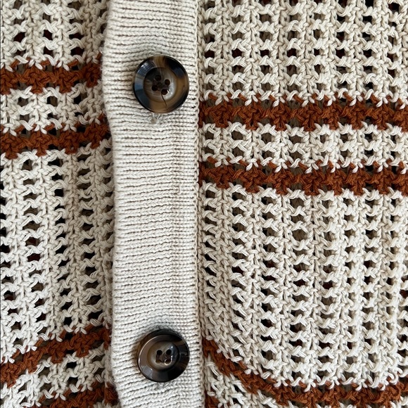 Striped crochet button front polo - Picture 3 of 5